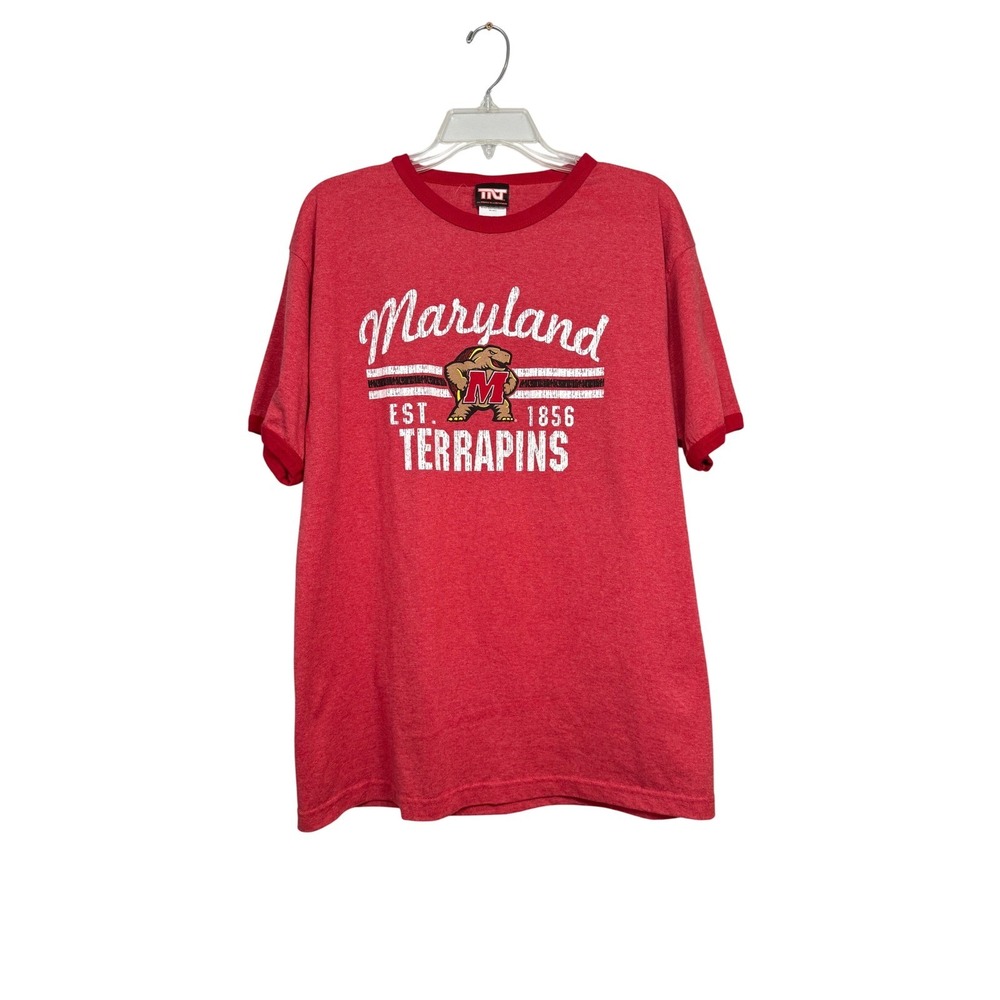 VTG TNT Maryland Terrapins Ringer T-Shirt Mens Large Red Vintage Style USA